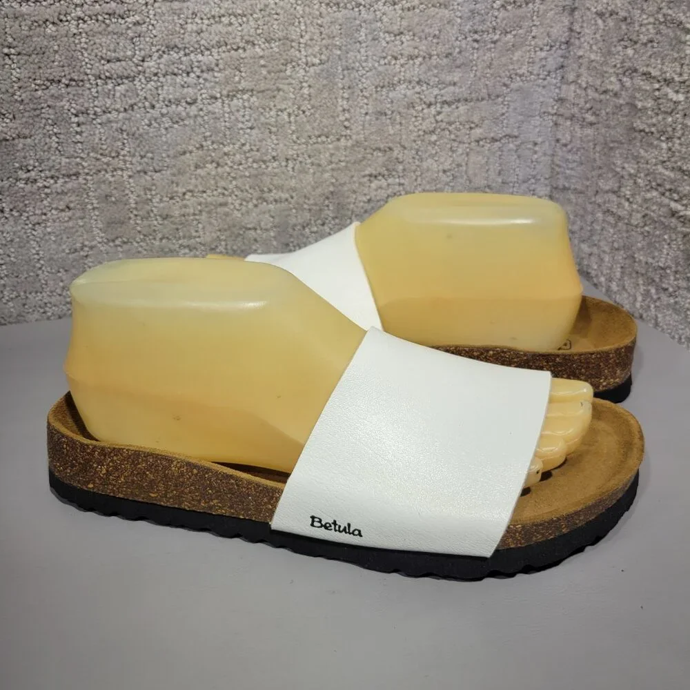 Betula By Birkenstock Reggae Unisex Size US L7 M5 White Birko-Flor Slide Sandal